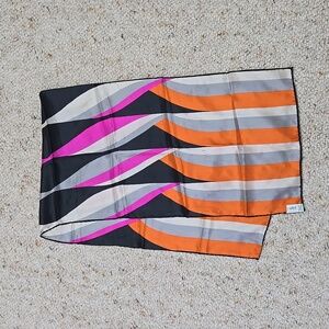 SALLY GEE SCARF 11" X 40" PURPLE/ORANGE SILK VINTAGE 60s JAPAN
